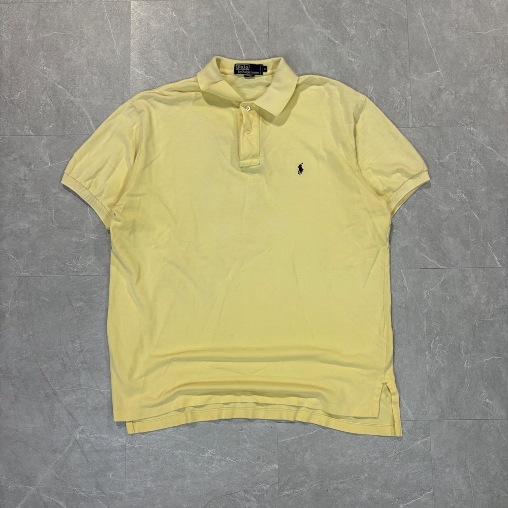 Polo Ralph Lauren Mens XL Yellow Short Sleeve Cotton Pique Pony Logo Polo Shirt